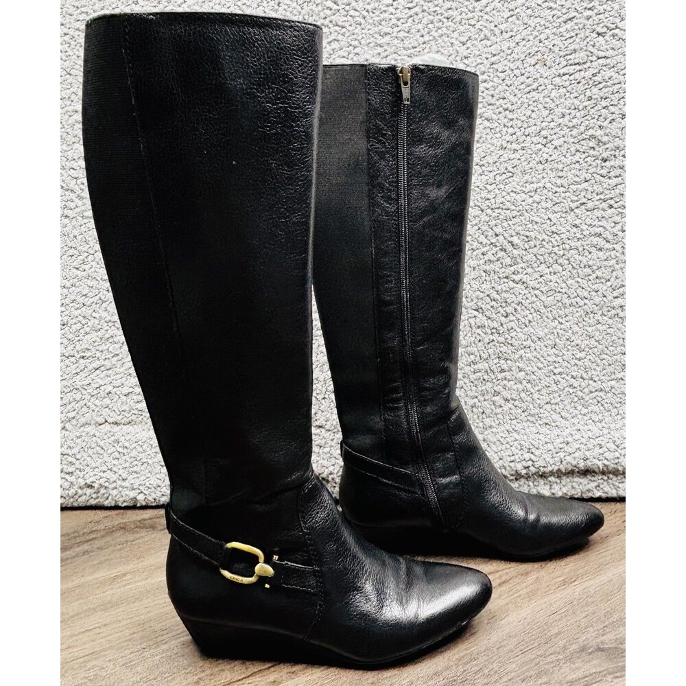 Circa Joan David Luxe Leather Boot 6.5 Black CJ Yonita Calf